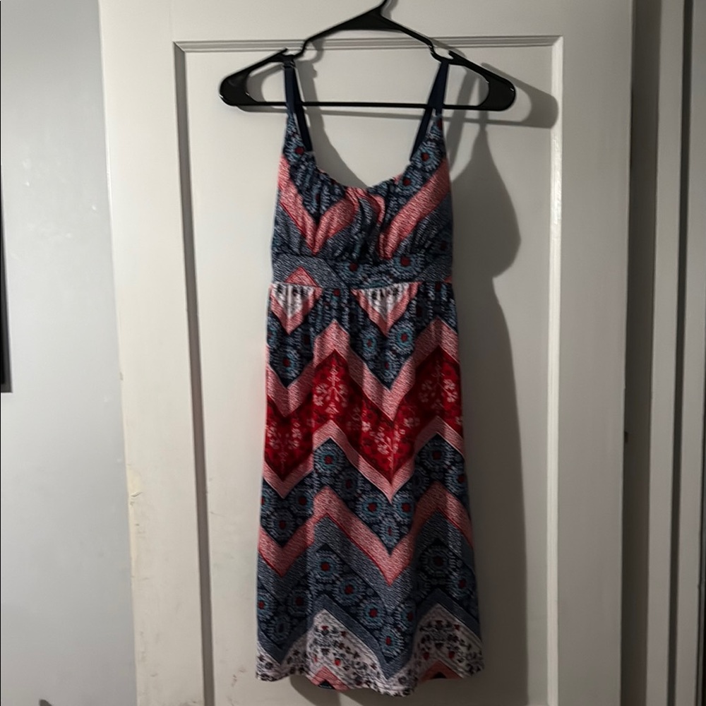 Allison Brittney Red and Blue Sundress Sleeveless Midi